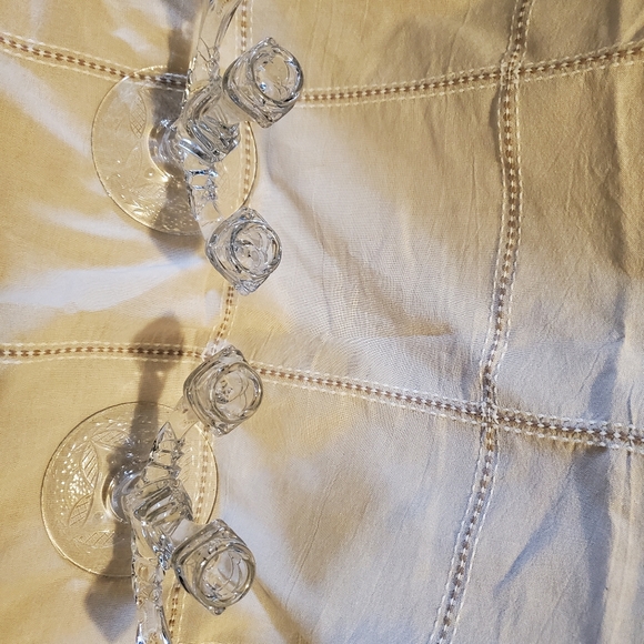 CRYSTAL CANDLEHOLDERS PAIR DUNCAN MILLER #14 GRANDEE TRIPLE LIGHT CANDELABRA - Picture 8 of 11